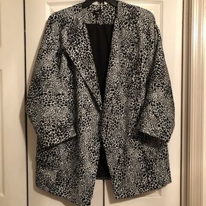 RAFAELLA Animal Print Black Open Cardigan 1X